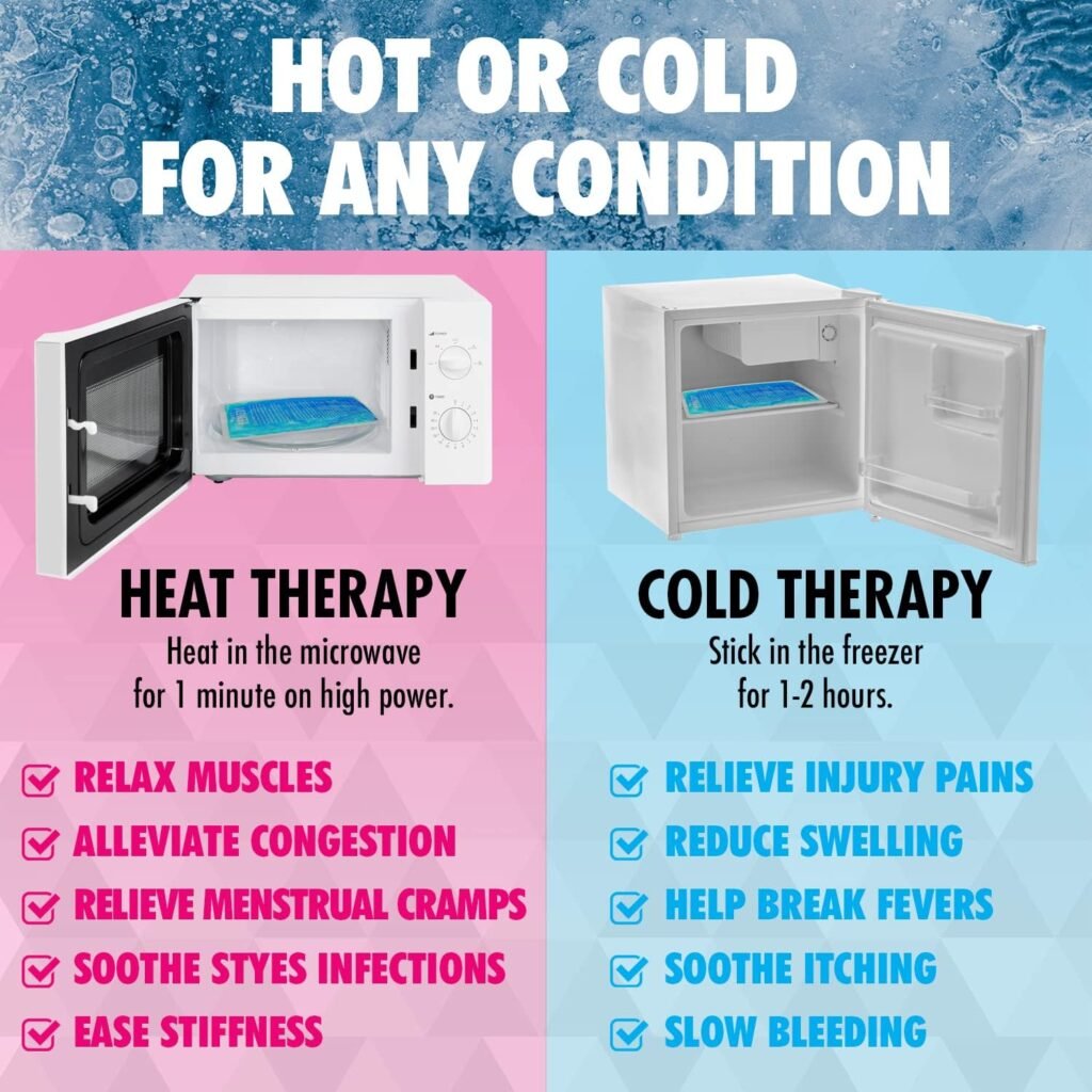 Gel Ice Packs for Injuries Reusable Gel Reusable Hot Pack Cold Pack Compress for Injury, Pain Relief, Rehabilitation, Flexible Therapy, for Knee, Back, Neck, Wrist, Ankle (2 Pack - Blue, Regular)