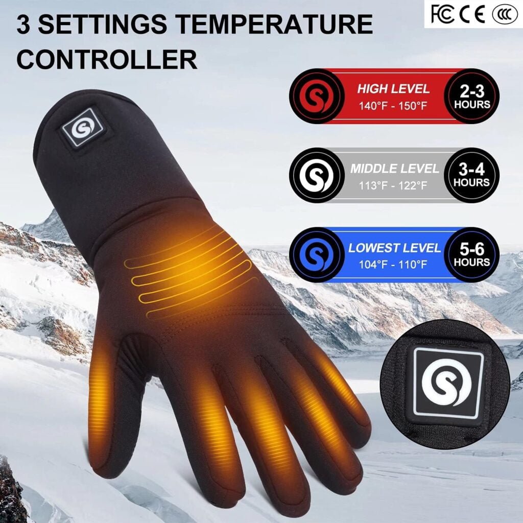 Haeglauv Heated Glove Liners for Men Women,Electric Battery Heated Gloves Rechargeable Thin Heated Work Gloves for Ski Hiking Driving