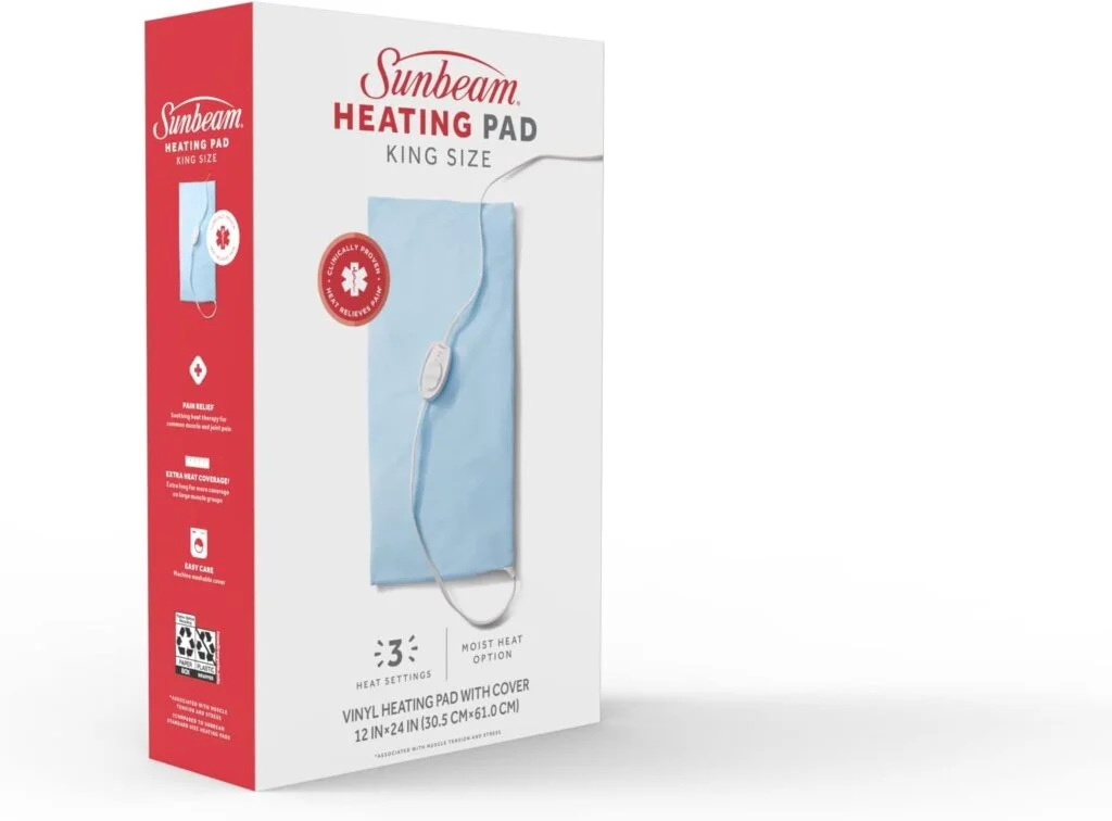 Sunbeam XL Heating Pad for Back, Neck, and Shoulder Pain Relief with Sponge for Moist Heating Option, Extra Large 12 x 24, Blue Sunbeam XL Heating Pad for Back, Neck, and Shoulder Pain Relief with Sponge for Moist Heating Option, Extra Large 12 x 24, Blue