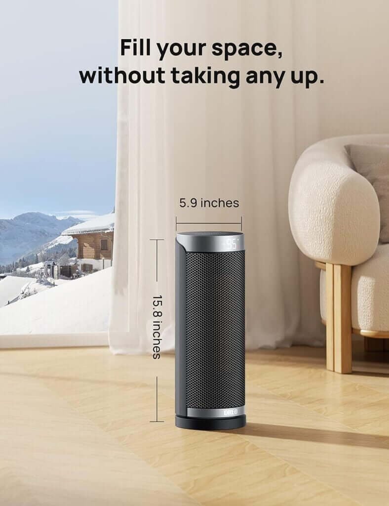 Dreo Space Heaters for Indoor Use, Portable Heater with Thermostat, 1-12H Timer, Eco Mode and Fan Mode, 1500W PTC Ceramic Fast Safety Heat for Office Bedroom Home, Gold