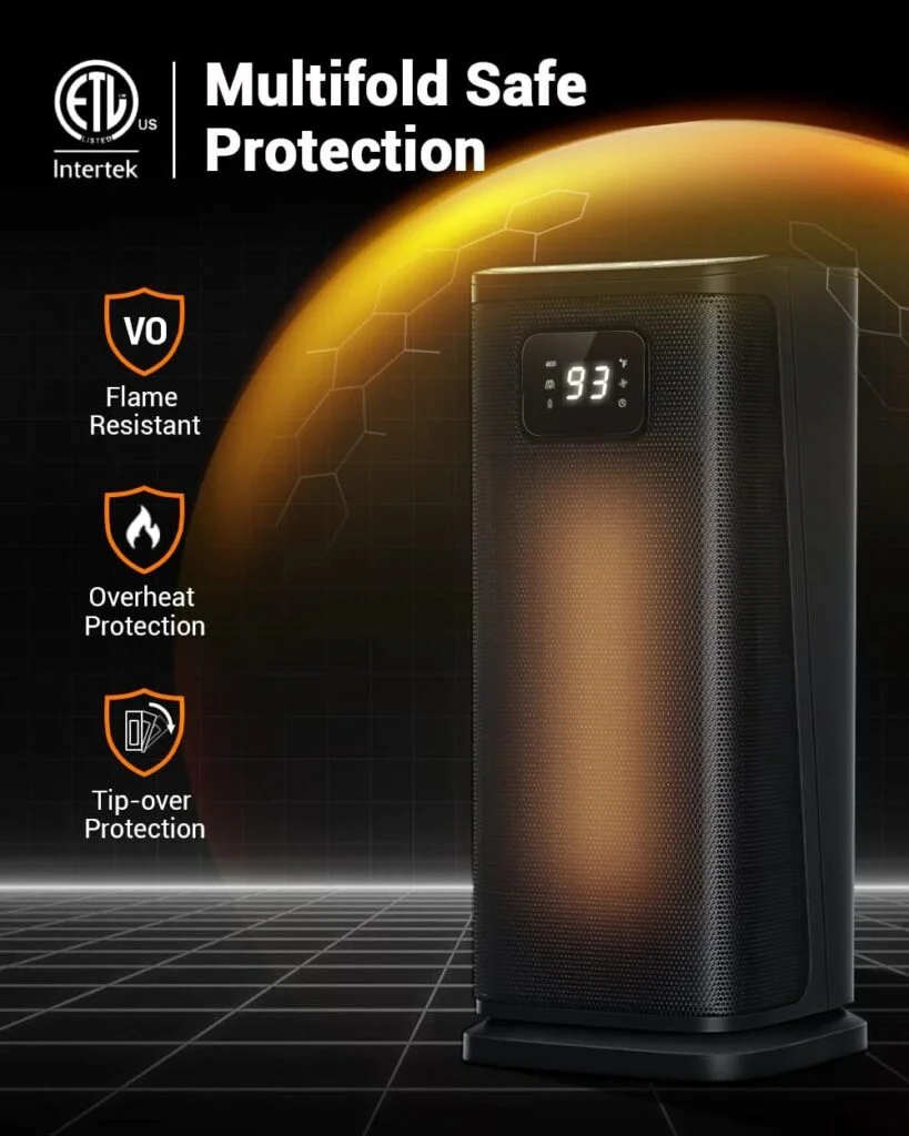 KopBeau Space Heater for Indoor Use, 1500W Electric Portable Tower Heater w/Thermostat Timer, Oscillating Ceramic Room Heater with 4 Modes, LED Display, Safe for Office, Home, Bedroom, 2023 Upgraded