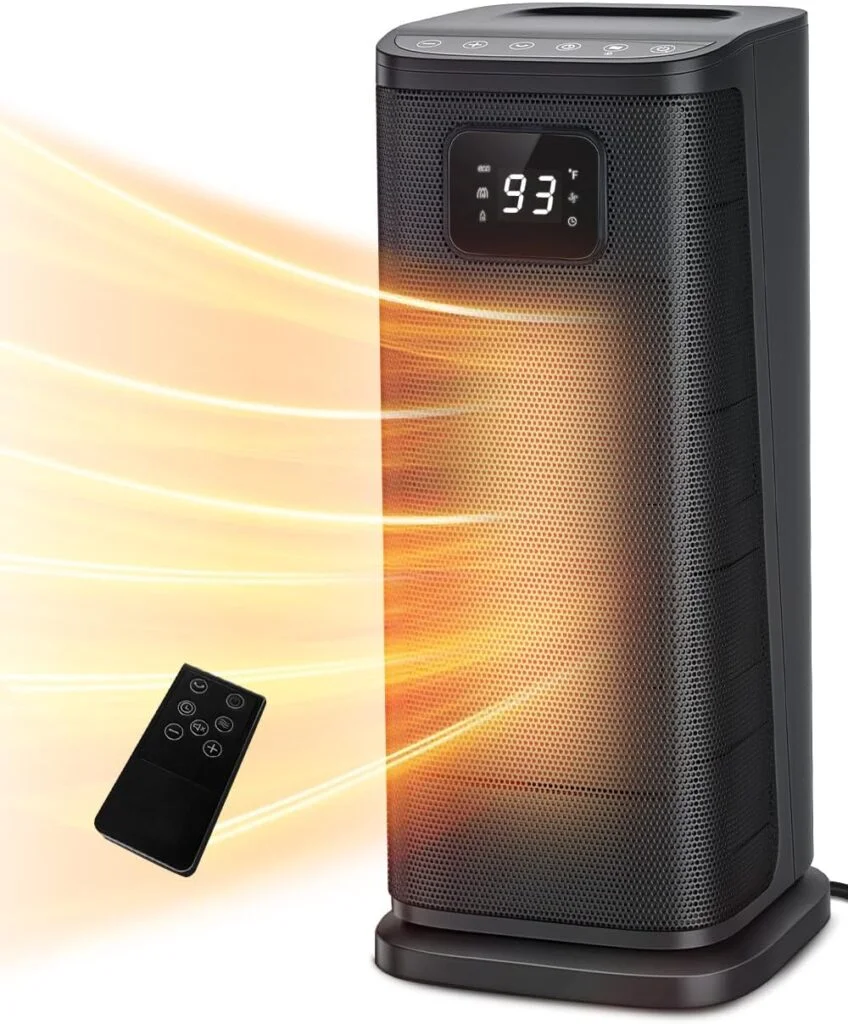 KopBeau Space Heater for Indoor Use, 1500W Electric Portable Tower Heater w/Thermostat Timer, Oscillating Ceramic Room Heater with 4 Modes, LED Display, Safe for Office, Home, Bedroom, 2023 Upgraded
