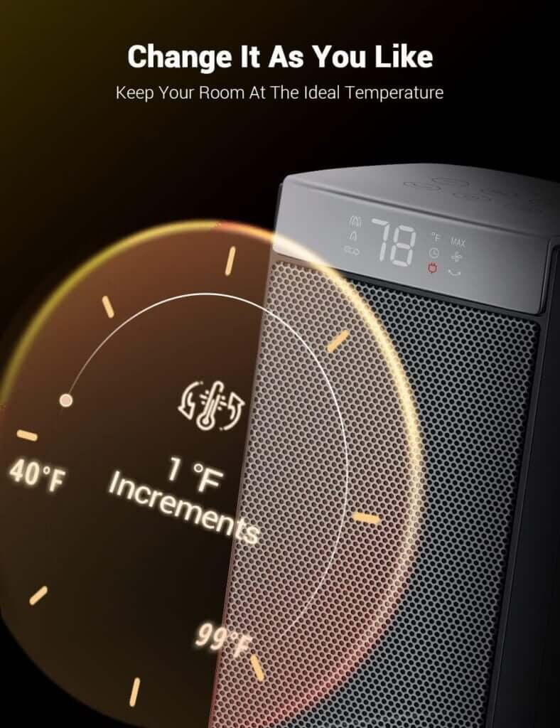Sunnote Space Heater for Indoor Use, 1500W Fast Heating, Electric  Portable Ceramic Heaters with Thermostat, 5 Modes, 24Hrs Timer, 80°Oscillating Room Heater with Remote, Safe for Office Bedroom Use